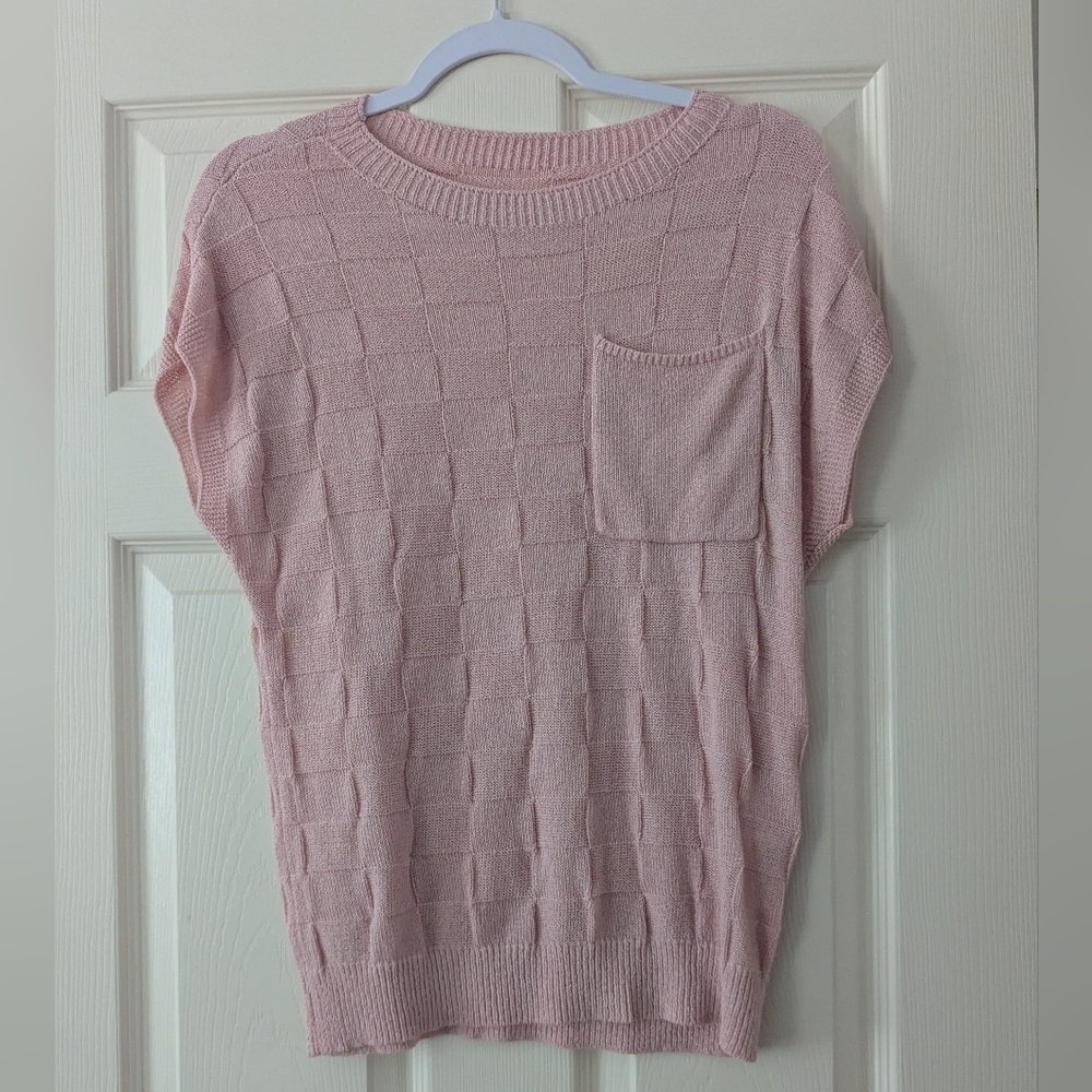 Light Pink Checkered Pocket Blouse